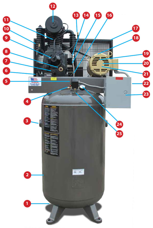 5 HP Elite 80 Gallon Vertical Parts