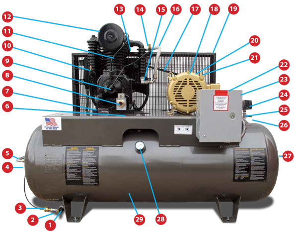 7.5 HP Elite 80 Gallon Horizontal Parts